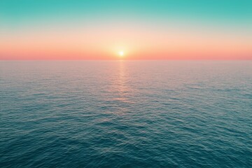 Fototapeta premium arafed view of a sunset over the ocean with a boat in the distance