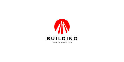Simple building design and construction logo. The symbol for construction, apartment, and architect. premium logo design vector.