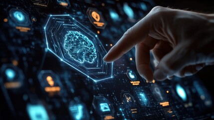 Finger touch electronic screen, AI intelligent concept