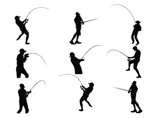 angler silhouette high vector