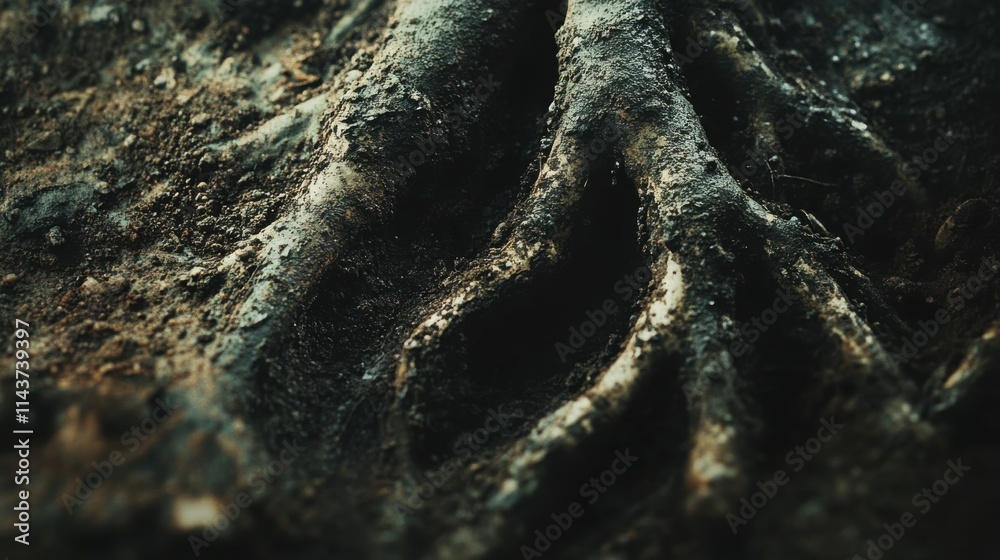 Aufkleber Intricate details of intertwining tree roots captured in a natural setting