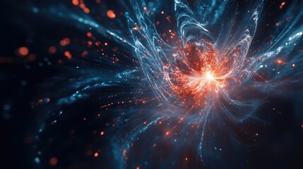 Close-up of a single firework bursting, highlighting the intricate trails of light.