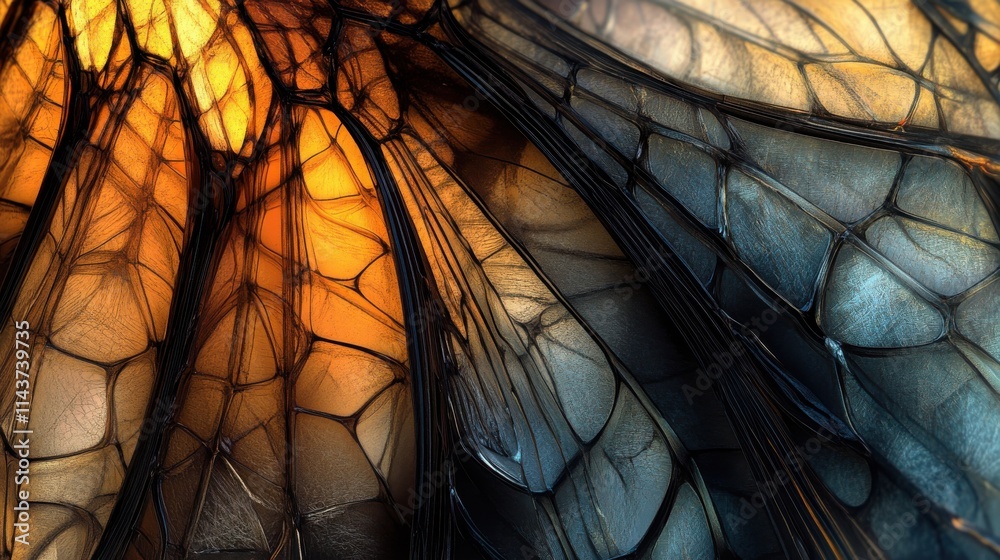 Poster Macro exploration of intricate geometric patterns showcasing vibrant colors and textures in natural elements