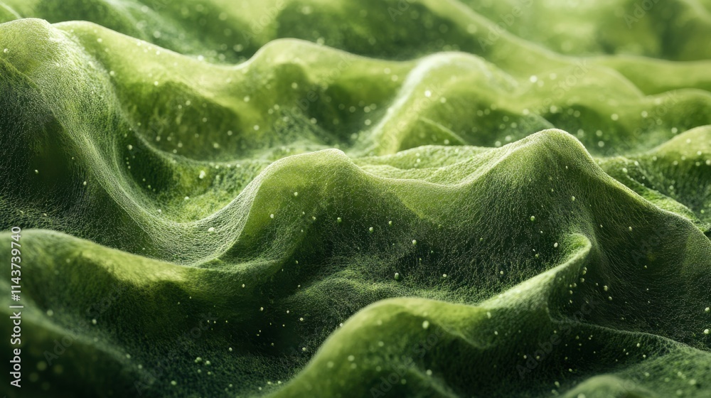 Poster macro shot showcasing the intricate textures of vibrant green moss in a natural setting with fine de