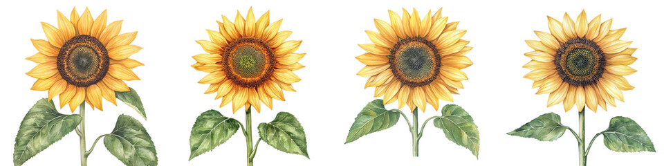 Obraz premium Vibrant Yellow Sunflowers Blooming in a Lush Green Field on a Sunny Summer Day