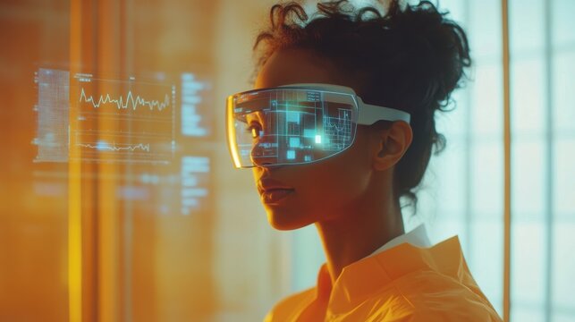 Healthcare worker utilizes augmented reality technology to enhance patient care in a modern setting