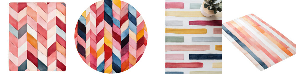 Obraz premium Vibrant Abstract Geometric Patterns in Various Colors and Shapes Perfect for Home Decor and Digital Design