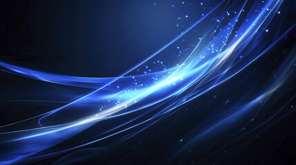 Abstract blue background with curved lines and glowing light effects
