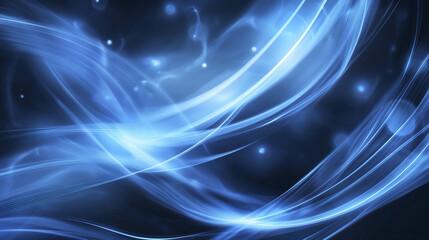 Fototapeta premium Abstract blue background with flowing lines and glowing lights