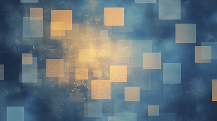 Abstract blue and orange background with squares and soft textures