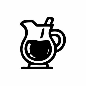 recommend clip art: A simple black and white line art icon showing a jug or pitcher containing a liquid, possibly juice, water, or tea.