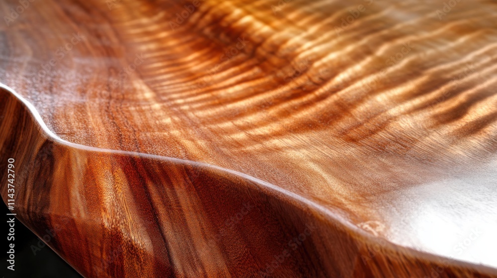 Aufkleber close-up view of a beautifully polished wooden edge highlighting intricate grain patterns and crafts