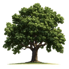 Majestic Oak Tree Illustration, Isolated on Transparent Background
