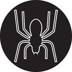 Widow spider icon in trendy black line style. Deadly venomous spider. Jumping spider vector illustration. Halloween, spooky and haunted concept design element isolated on transparent background.