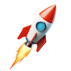 3D Spaceship Rocket Icon on a White Background Suitable for Various Creative Projects and Transparent background.
