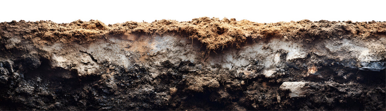 Soil Layers Texture Cross Section Isolated on Transparent Background
