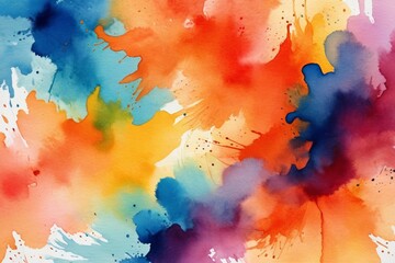 a close up of a colorful painting of watercolors on a white background