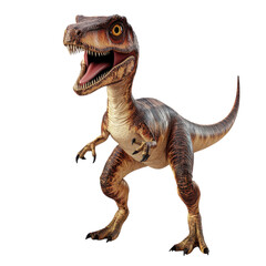 3D Render of a Velociraptor Dinosaur Isolated on White Background for Educational and Creative...