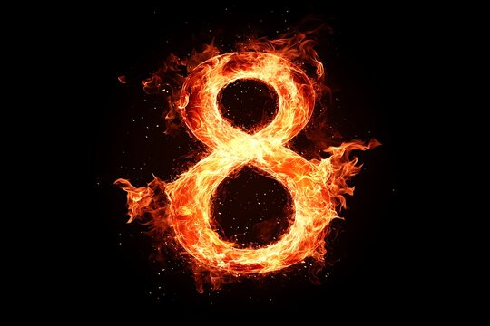 fire no. eight on black background