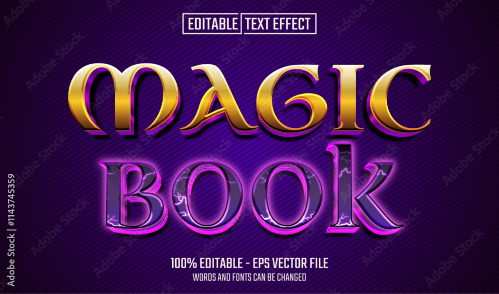 Canvas Prints magic book editable text effect