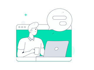 Flat vector illustration of business people operating work scene
