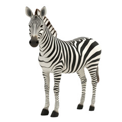 3D Zebra Isolated on White Background for Unique Creative Projects and Designs and Transparent background.