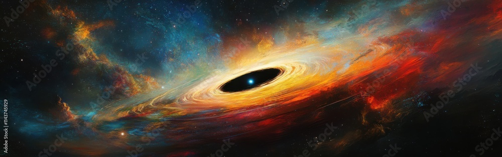 Poster Exploring the mesmerizing dynamics and colors surrounding a black hole in the depths of space