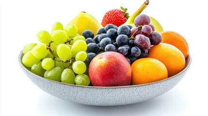 Fruit bowl on white isolated background