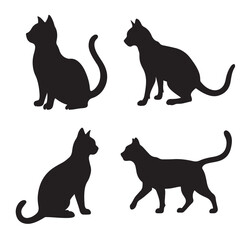 cat set silhouette vector image