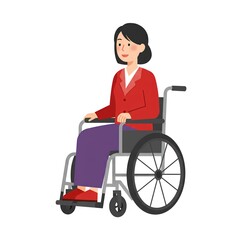 車椅子に座る女性、イラスト素材｜woman sitting in wheelchair, Clip Arts