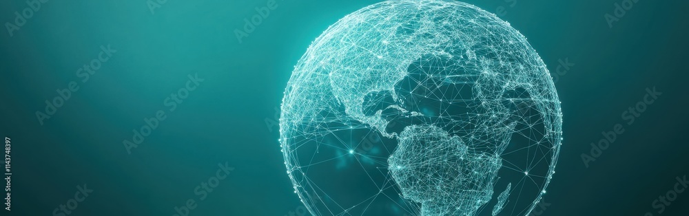 Leinwandbilder wireframe globe design with intricate lines and connections in a cool-toned background