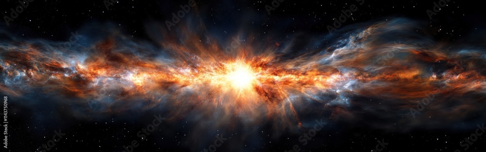 Poster Striking supernova illumination in the depth of space showcasing vibrant colors and cosmic activity