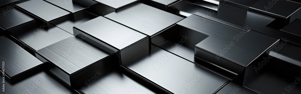 Aufkleber Sophisticated overlapping pattern of black geometric shapes creating a modern aesthetic in abstract design