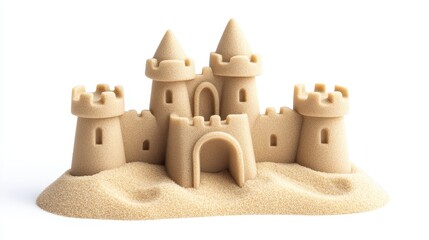 Sandcastle on white isolated background
