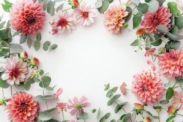Floral Frame of Pink Flowers
