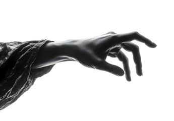 Silhouette of a Hand Reaching, Isolated on White Background