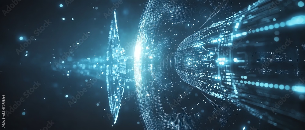 Poster futuristic wind turbines with advanced digital graphics, embodying the technological evolution of re