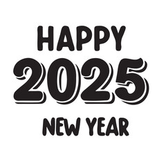 happy new year 2025 silhouette vector image