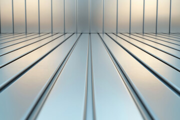 Obraz premium A sleek, modern metallic surface with geometric lines and a soft gradient background.