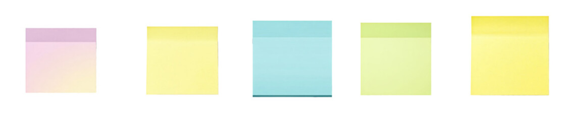 post it note reminder sticker yellow purple blue green with shadow radiant aura on cut out on white background, PNG 300dpi