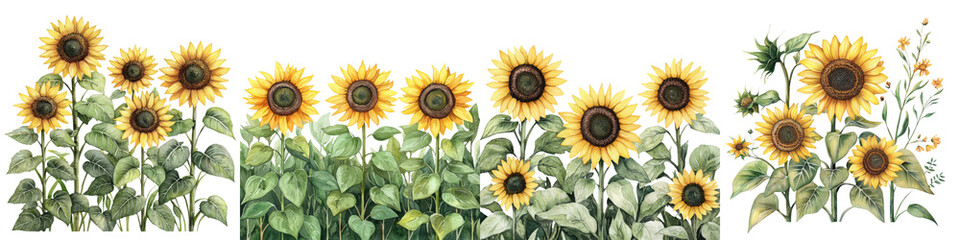 Obraz premium Vibrant Field of Blooming Sunflowers in Summer Countryside Landscape