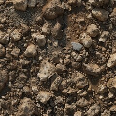 A seamless texture of earth ground, highlighting its rich and natural appearance. Bright, natural lighting.