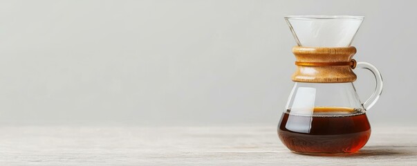 Brewing coffee with a chemex modern kitchen product photography minimalist style close-up art of brewing