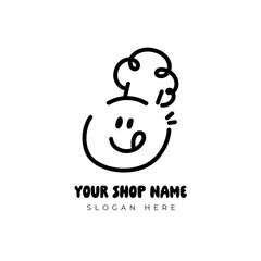 cute simple chef logo vector design illustration