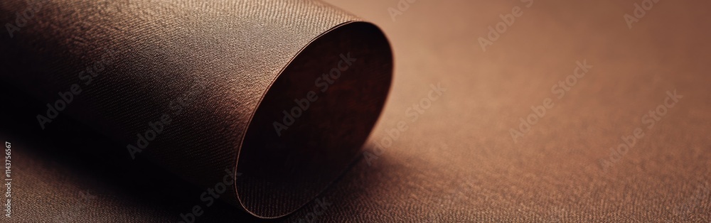 Poster rich dark brown textured paper rolls ready for crafting and design projects in a creative workspace