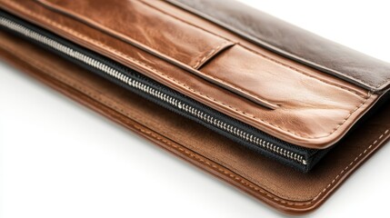 wallet leather on white isolated background