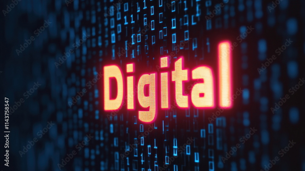 Poster exploring digital transformation trends technology sector infographic futuristic overview blur backg
