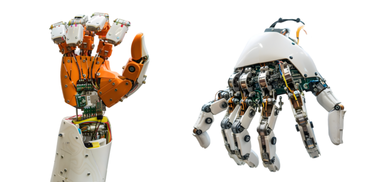 robot hand isolated on a white background. Generative AI.