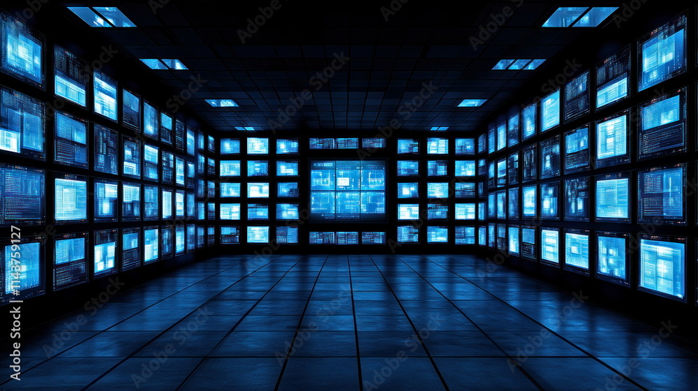 Aufkleber Data analysis event in high-tech control room digital environment futuristic viewpoint