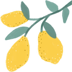 yellow fresh lemon with leaves
